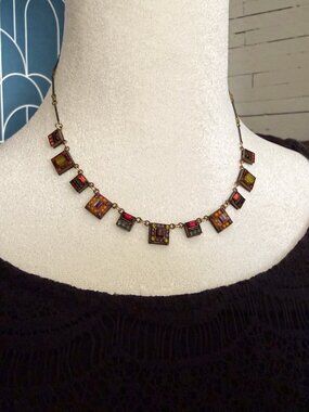 Firefly Signed Multicolor Crystal & Glass Beaded Boho Necklace